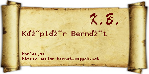 Káplár Bernát névjegykártya